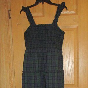 J. Crew Black and Green Plaid Maxi Dress